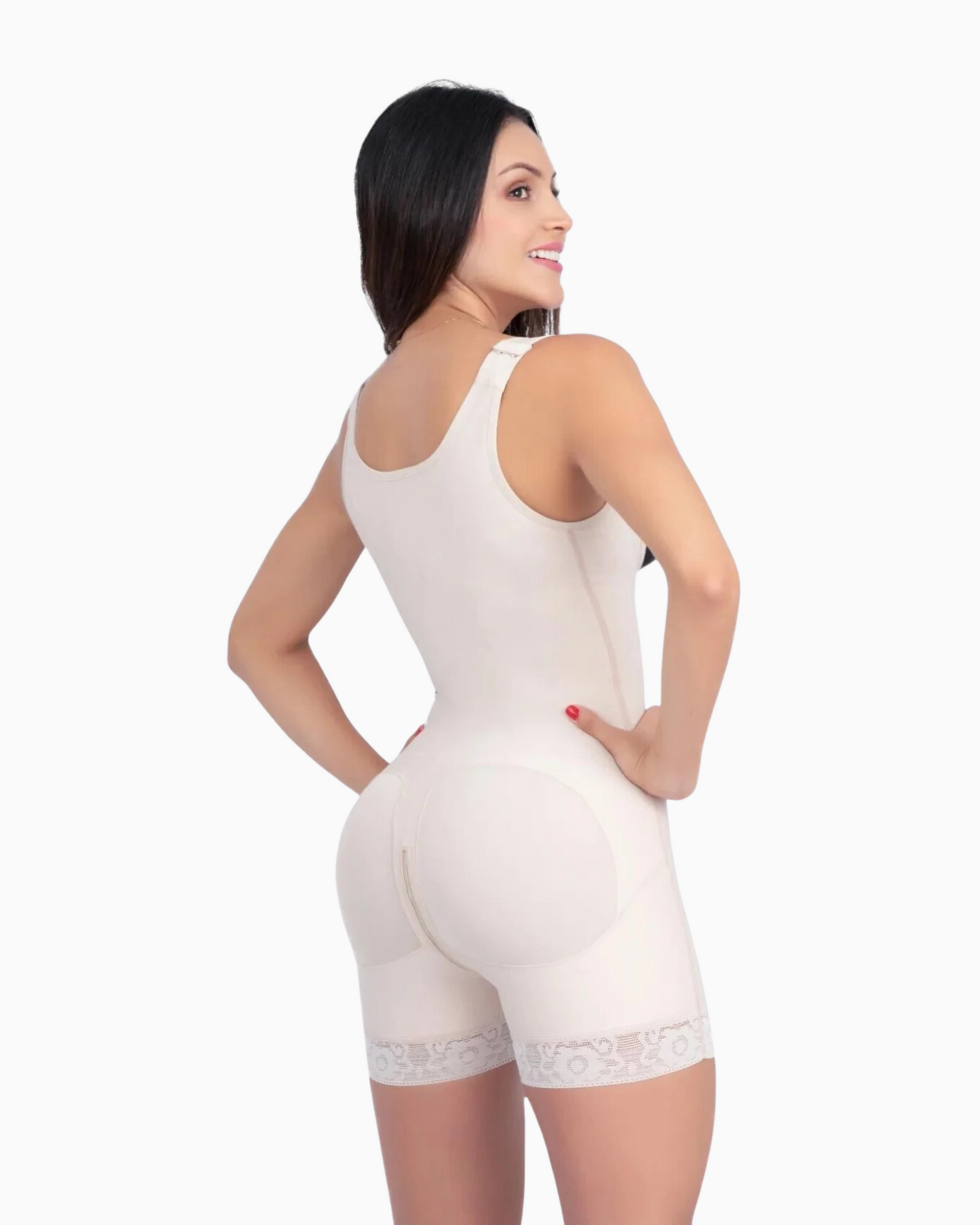 303A FAJA SHORT THICK STRAPS ADJUSTABLE BUTT LIFT HIGH COMPRESSION MED LEG