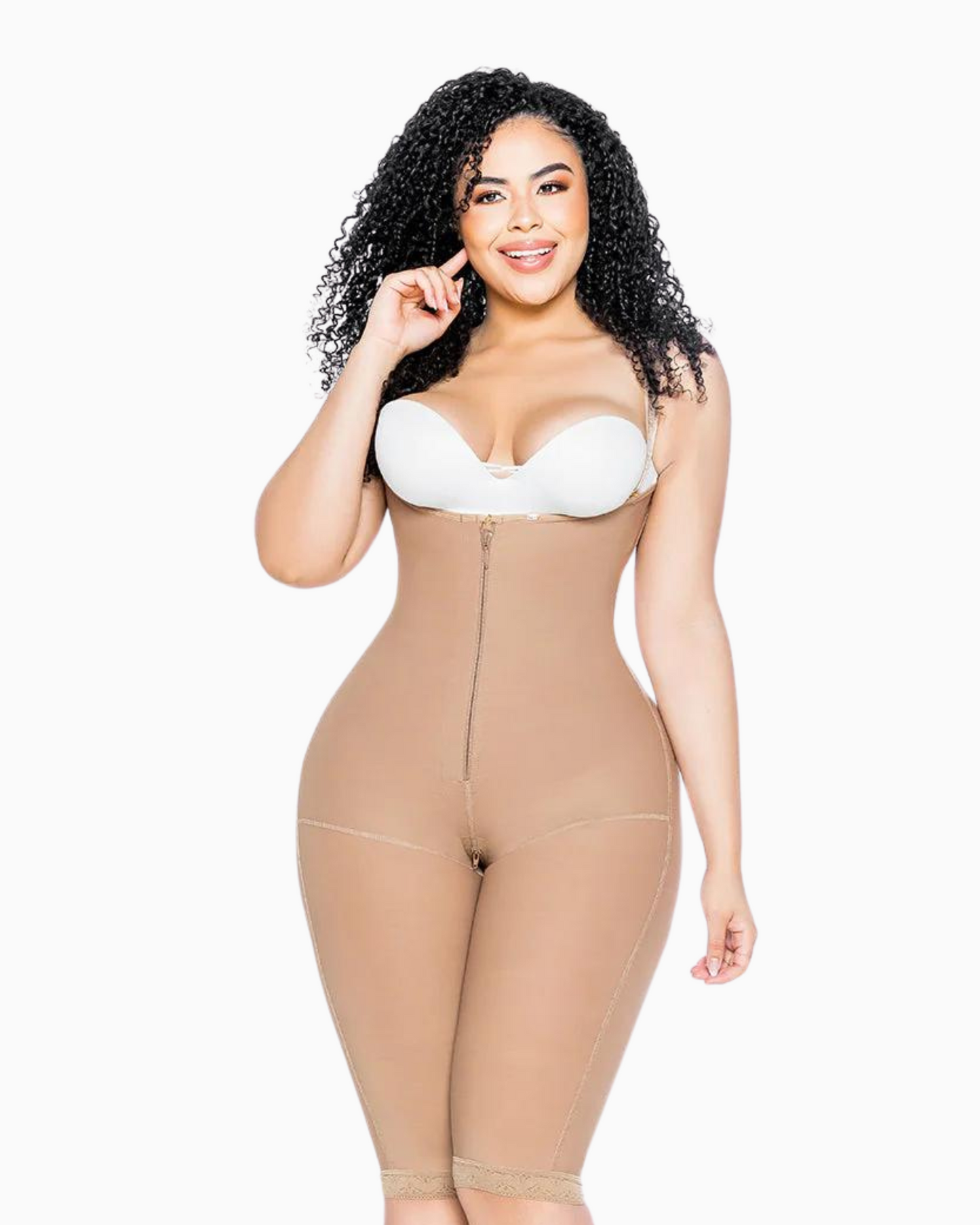 7087 Colombian Faja Knee Length Invisible Thin Straps