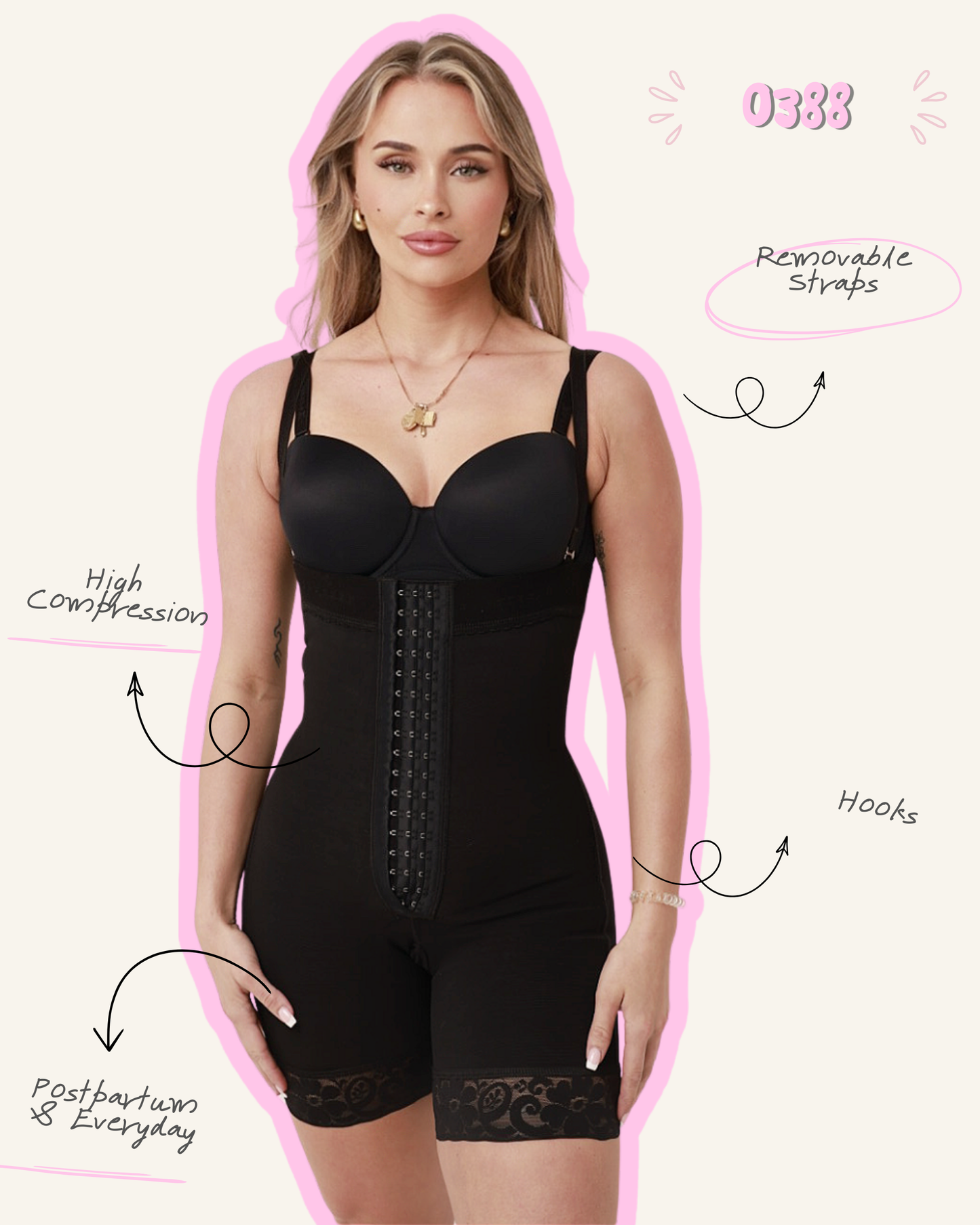 Postpartum Full Body Strapless Colombian Faja Hooks