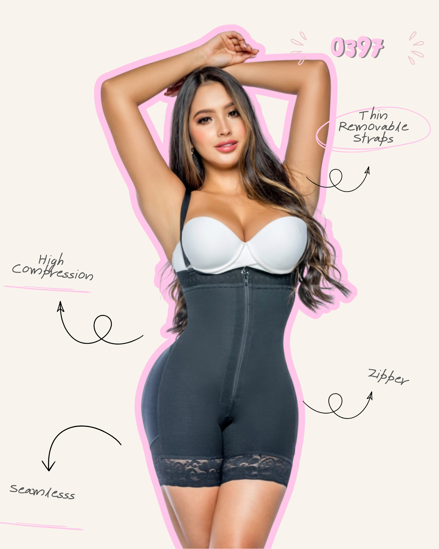 Postpartum Full Body Strapless Colombian Faja Zipper
